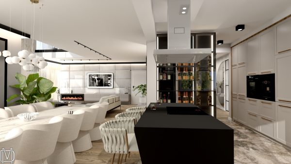 Projekt wnętrza salon z jadalnią. Projektowanie wnętrz rzeszów