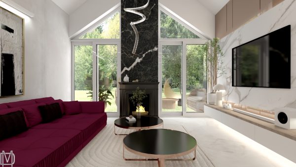 Projekt wnętrza salon z jadalnią
