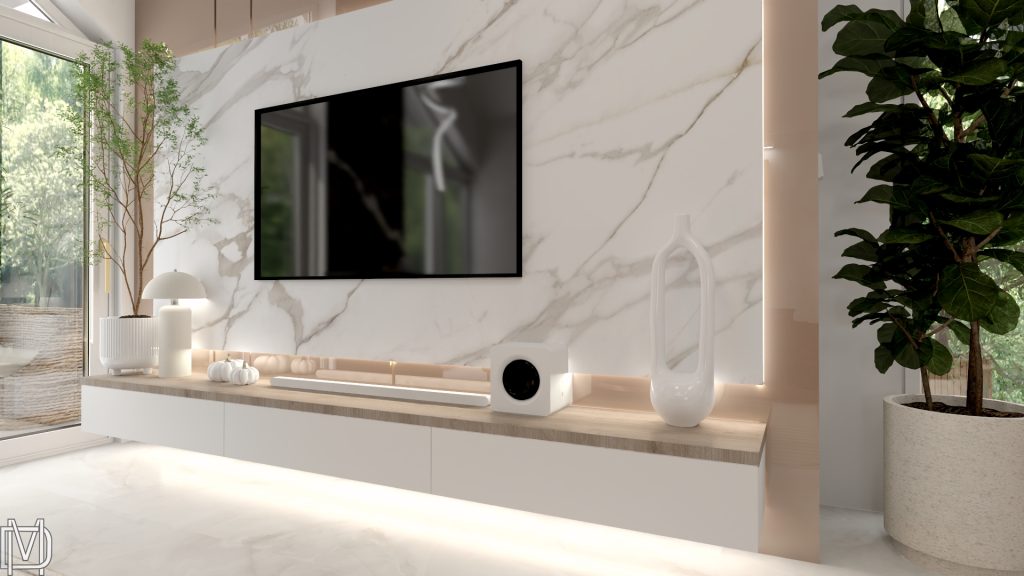 Projekt wnętrza salon z jadalnią